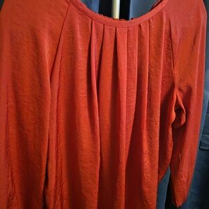 LOFT Outlet Red Pleated Blouse Medium Tie Back 4th Of July Spring Top